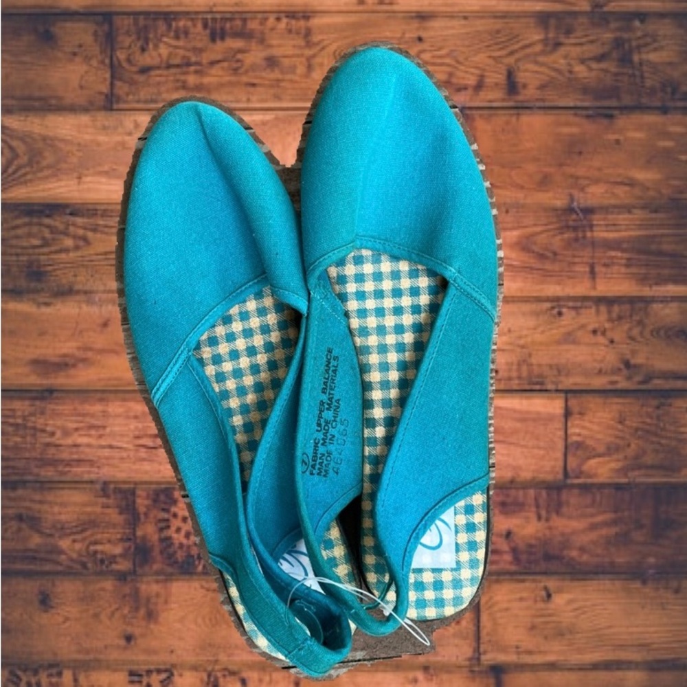 Women Vintage 80’s Hot Gossip Turquoise Slip-on Slingback Sandal W/ Rubber Sole